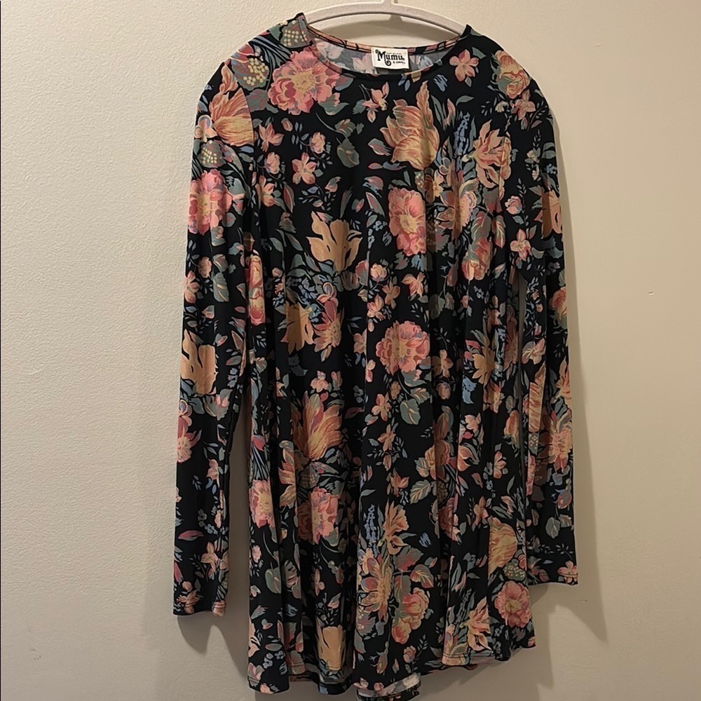 Show me your mumu x-small Women's Floral Black dress - long sleeve